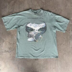 Vintage 90s Single Stitch Colorado Nature Graphic Tee • Green Grey • Size XL